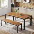 thumbnail image 2 of Tribesigns 3 Piece Steel Dining Table Set, Rustic Brown, 2 of 7