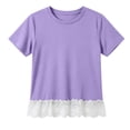 thumbnail image 3 of T-shirts à Manches Courtes pour Filles, Enfants, Mignon, Ourlet en Dentelle, Col Rond, Hauts d'Été, 3 of 7