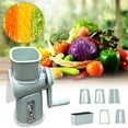 thumbnail image 1 of Rallador de queso rotatorio 5 en 1 con mango | Rebanador de alimentos y triturador de verduras manual | 5 cuchillas reemplazables de acero inoxidable | Base con ventosa resistente para mayor e, 1 of 6