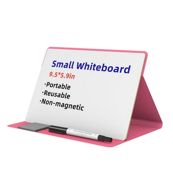 Portable Small Whiteboard, Reusable Mini Magnet Dry Erase Board with Marker Wipe Cloth Magnetic Dry Erase Board Pink