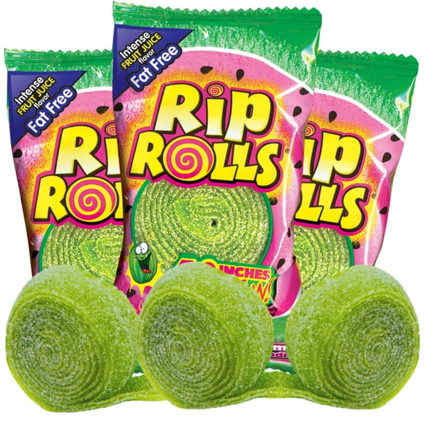 Rip Rolls Sour Candy Rolls, Watermelon Fruit Flavor Fat Free Licorice