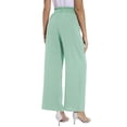 thumbnail image 6 of Huowey Womens Pants Solid Color High Waist Wide Leg Loose Lace Up Casual Pants Straight Leg Pants, 6 of 7