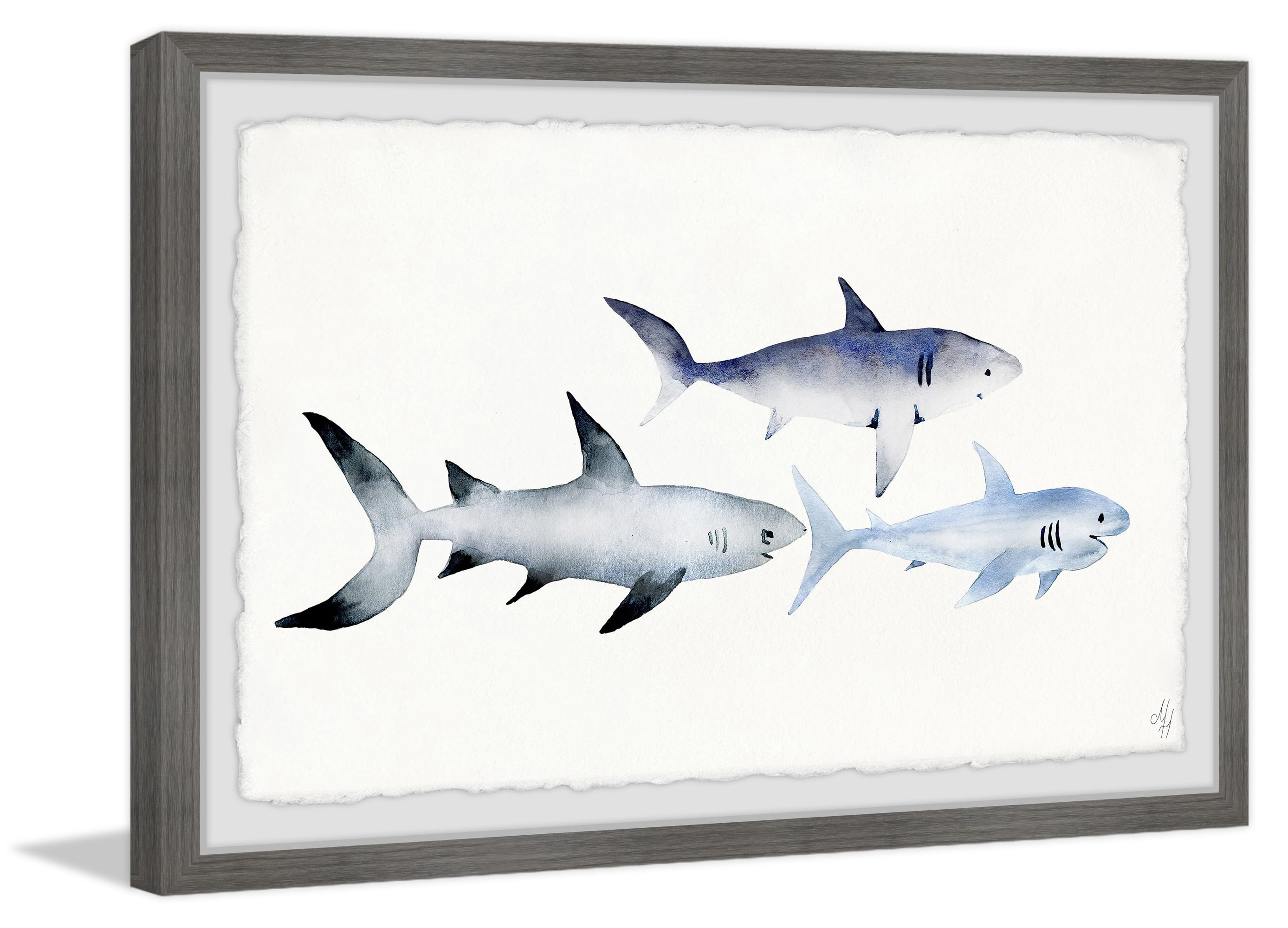Marmont Hill Follow the Sharks Framed Wall Art