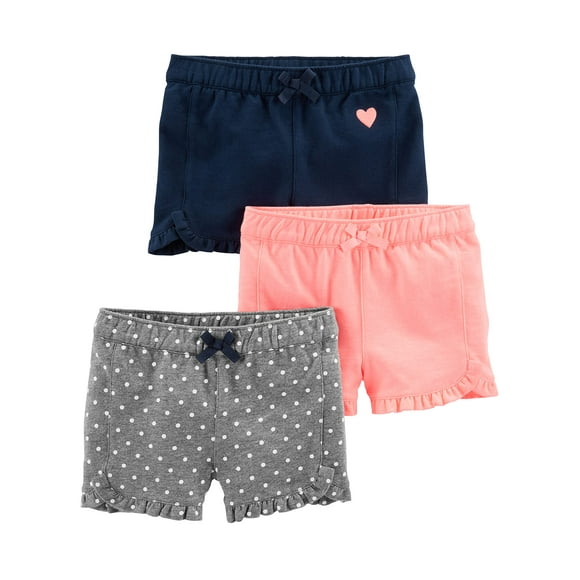 Pantalones cortos Simple Joys by Carter's de punto para niñas 5T, paquete de 3 unidades