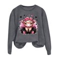 thumbnail image 4 of Wyzesi Sweatshirts en Coton pour Femmes, Motif Amusant, Sweatshirts à Col Rond, Manches Longues, Pull-Over, Automne, Bleu, 4 of 6