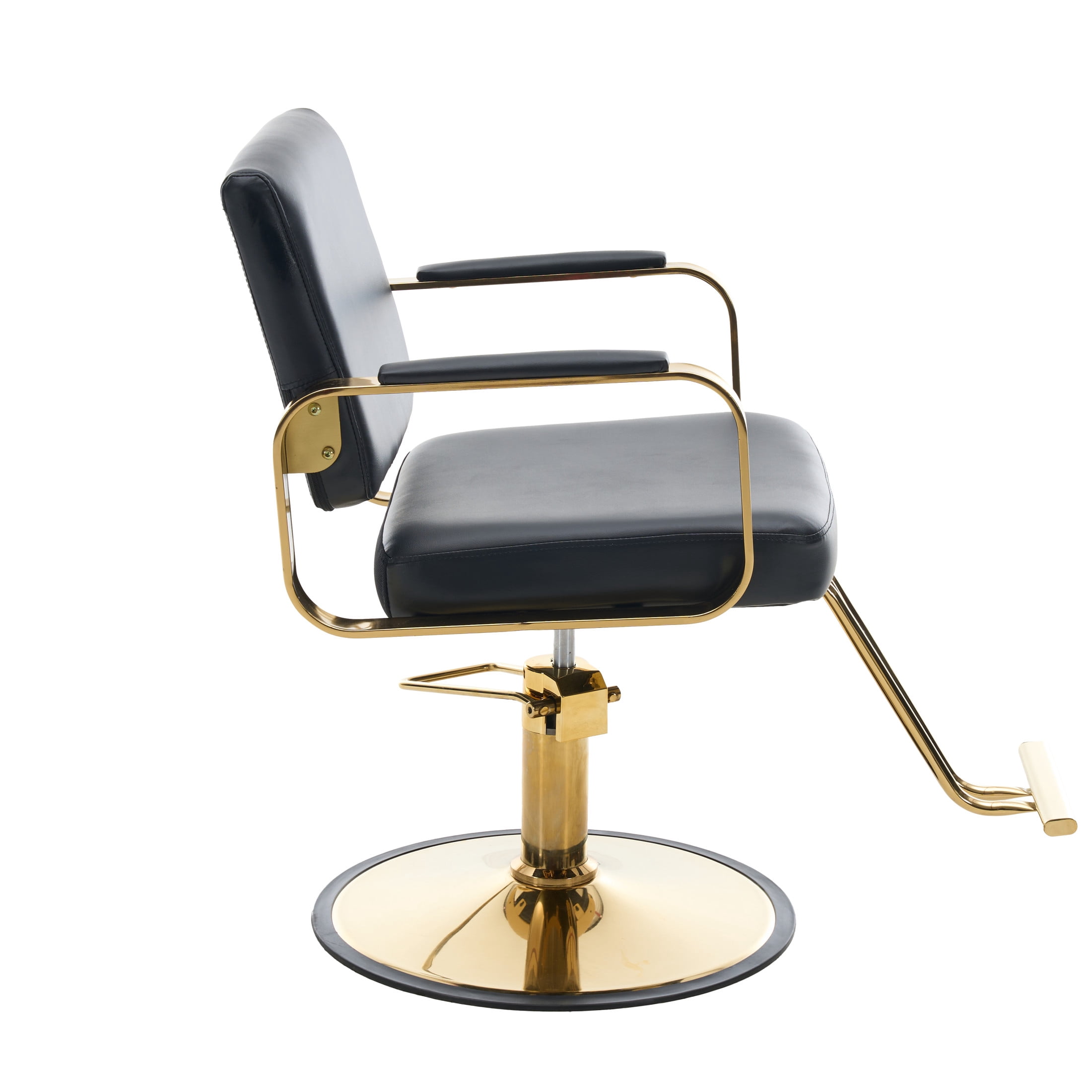 Noble House 360° Swivel Salon Styling Chair with Footrest, Adjustable Height, Black + Gold