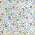 thumbnail image 1 of Floral Upholstery Fabric by the Yard, Pink and Yellow Colored Flowers in Bloom Buds with Leaves on Plain Background Print, Decorative Fabric for DIY and Home Accents, Multicolor by Ambesonne, 1 of 4