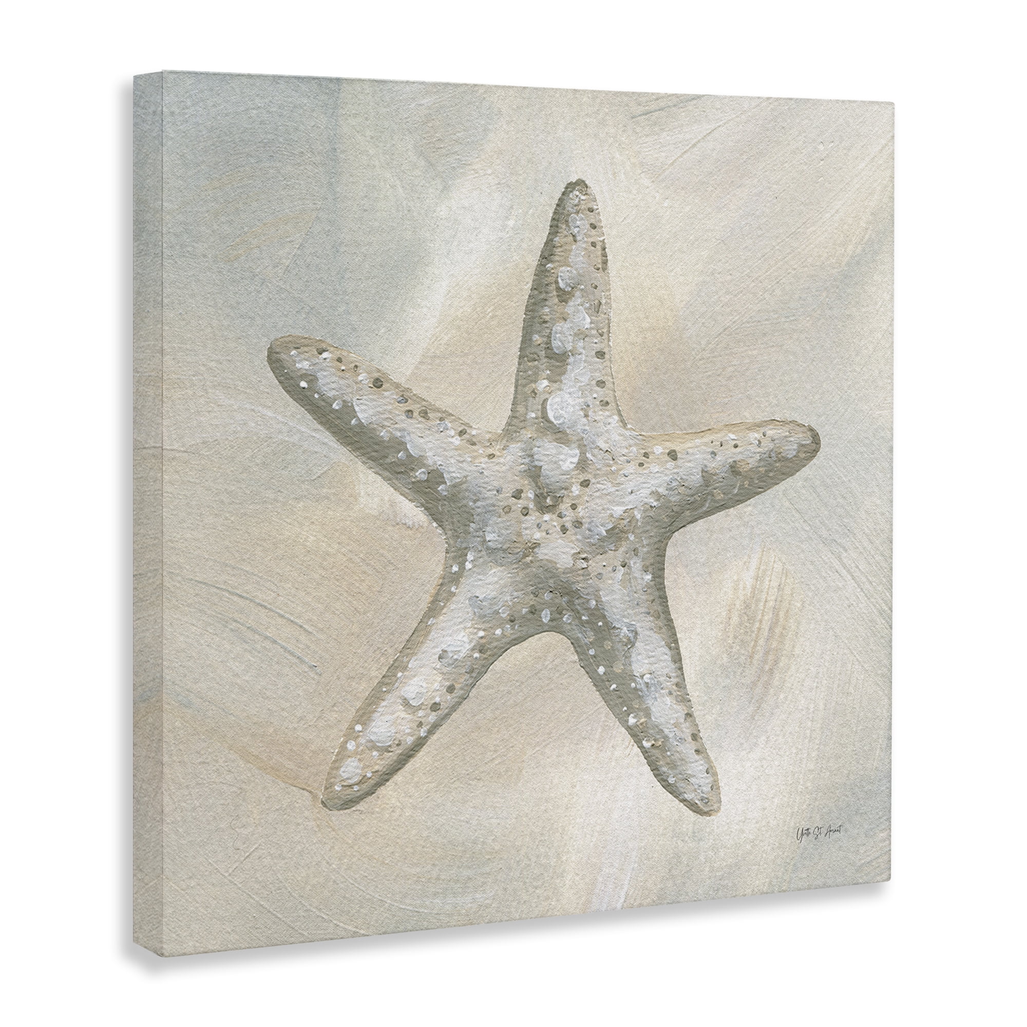 Stupell Industries Simple Beige Starfish Coastal Painting Gallery Wrapped Canvas Art Print Wall Art, 30 x 30