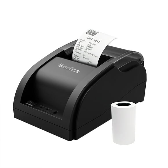 Bisofice Desktop 58mm Thermal Receipt Printer Wireless Barcode Printer USB+BT Connections with 1 Roll Paper