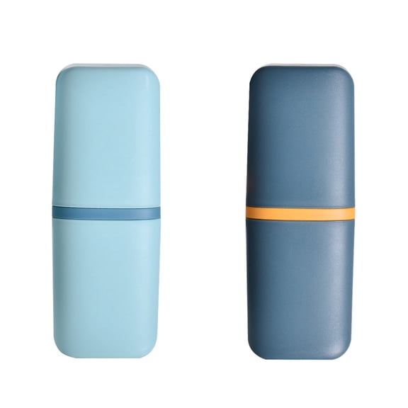 2 Pack Plastic Travel Toothbrush Holder, Portable Toothbrush Cup with Cover, Toothbrush Case Box Toothpaste Container for Storage Organizer Bathroom Camping (Dark Green, Blue)