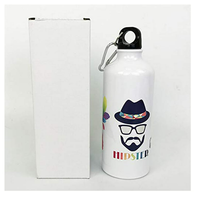 600ml Aluminium Water Bottle with Two Caps White (WB-AL600WT) FL-8