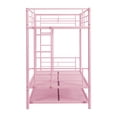 thumbnail image 3 of [Luckynote]Twin Metal Bunk Bed with Trundle, Pink, Sturdy Steel Frame, Space-Saving, No Box Spring, 1 Set, 3 of 10