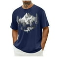 thumbnail image 5 of Dagegui Mens Mountain Graphic T Shirt Short Sleeve Crewneck Shirt Comfy Running Athletic Tee Muscle Top Navy,2XL, 5 of 5