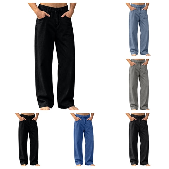 SAWOBUUN Mens Baggy Jeans Vintage Wide Leg Streetwear Loose Fit Denim Pants Y2K Hip Hop Skater Carpenter Jeans