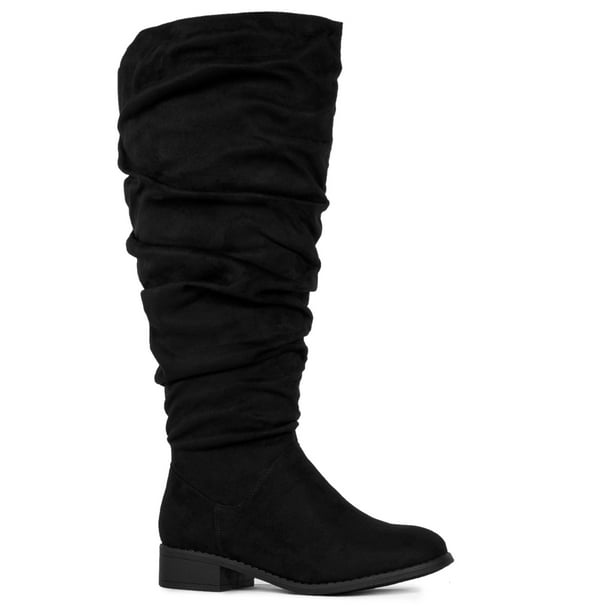 slouchy boots low heel
