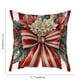 thumbnail image 3 of Juego de 3 fundas de cojín navideñas | Rayas rojas y blancas con lazo, corona y flores | Fundas de cojín decorativas de mezcla de lino para sofá cama | 45 x 45 cm, 3 of 5