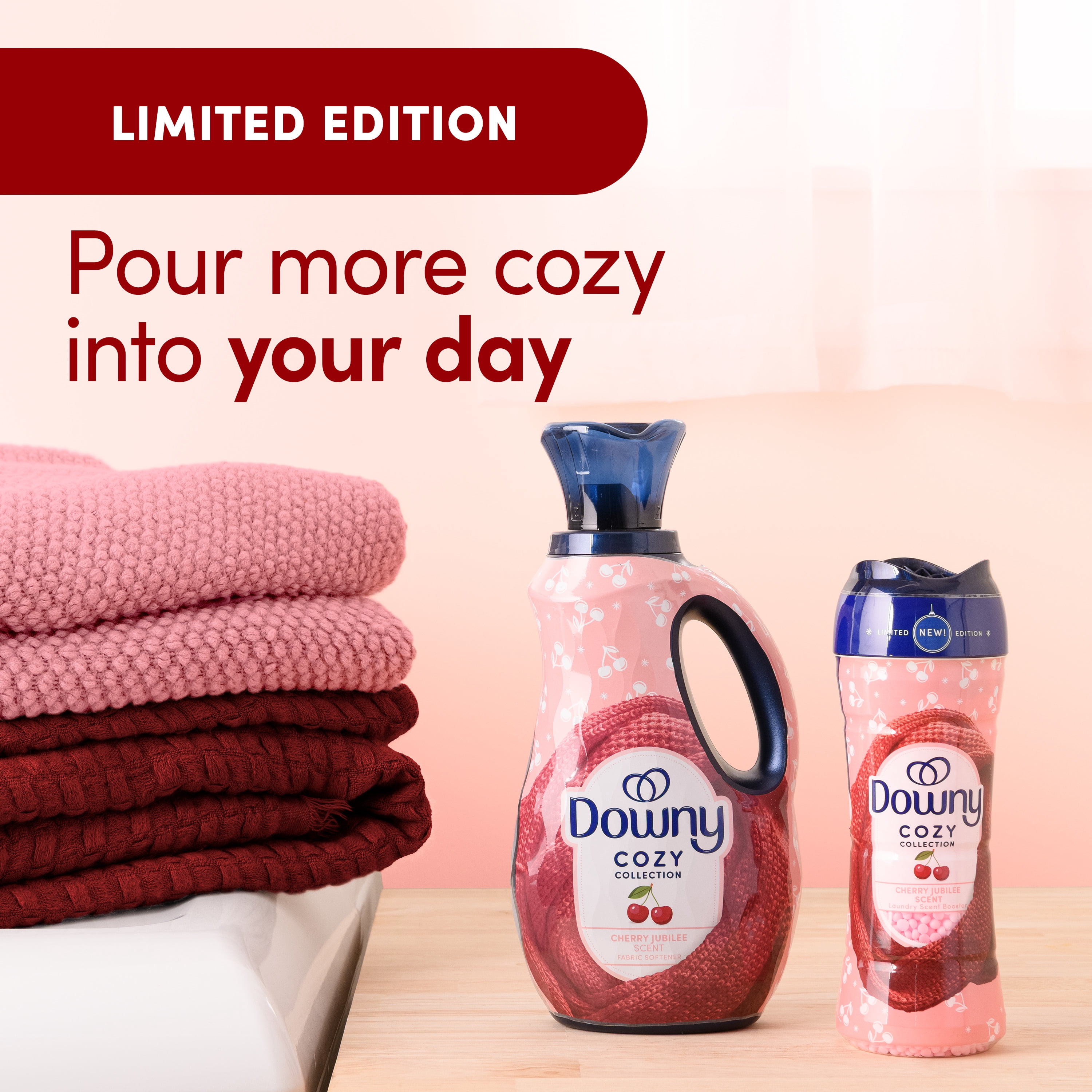 Downy Cozy Collection Liquid Fabric Softener, Cherry Jubilee Scent, 38 fl oz, 57 Loads