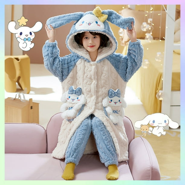 Pijama de peluche para niña Kawaii Cinnamoroll Kuromi Melody, bata