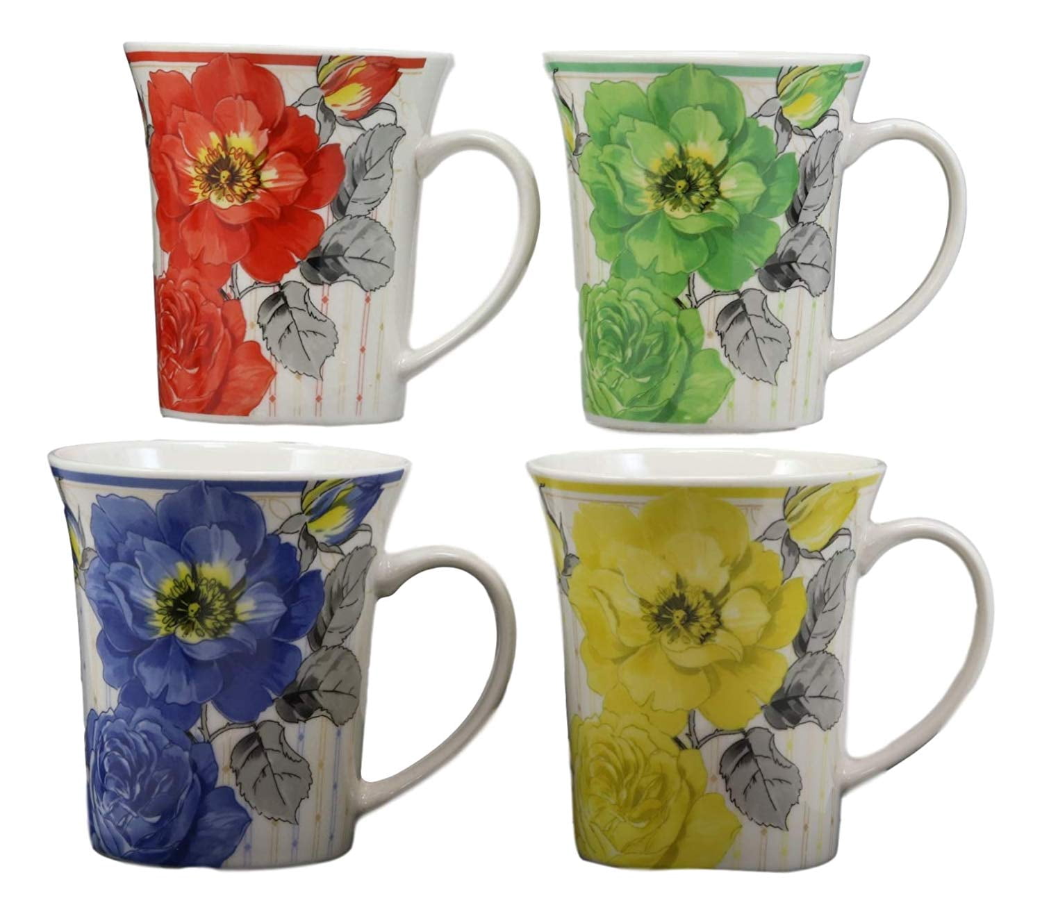 Ebros Colorful Pretty Victorian Floral Blossoms Glazed Porcelain Ceramic 12oz Mug 4