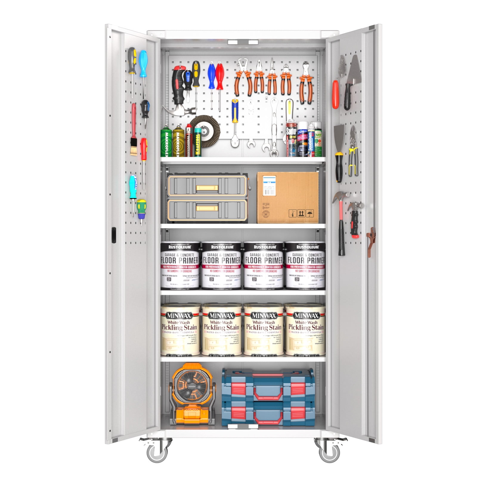 Aobabo Metal with Pegboard,72In Lockable Storage with