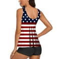 thumbnail image 4 of Gerichy Tankini Swimsuit for Women American Flag Plus Size Strappy Back Set Two Piece Swimdress Panty Bathing Suit Navy,S, 4 of 5