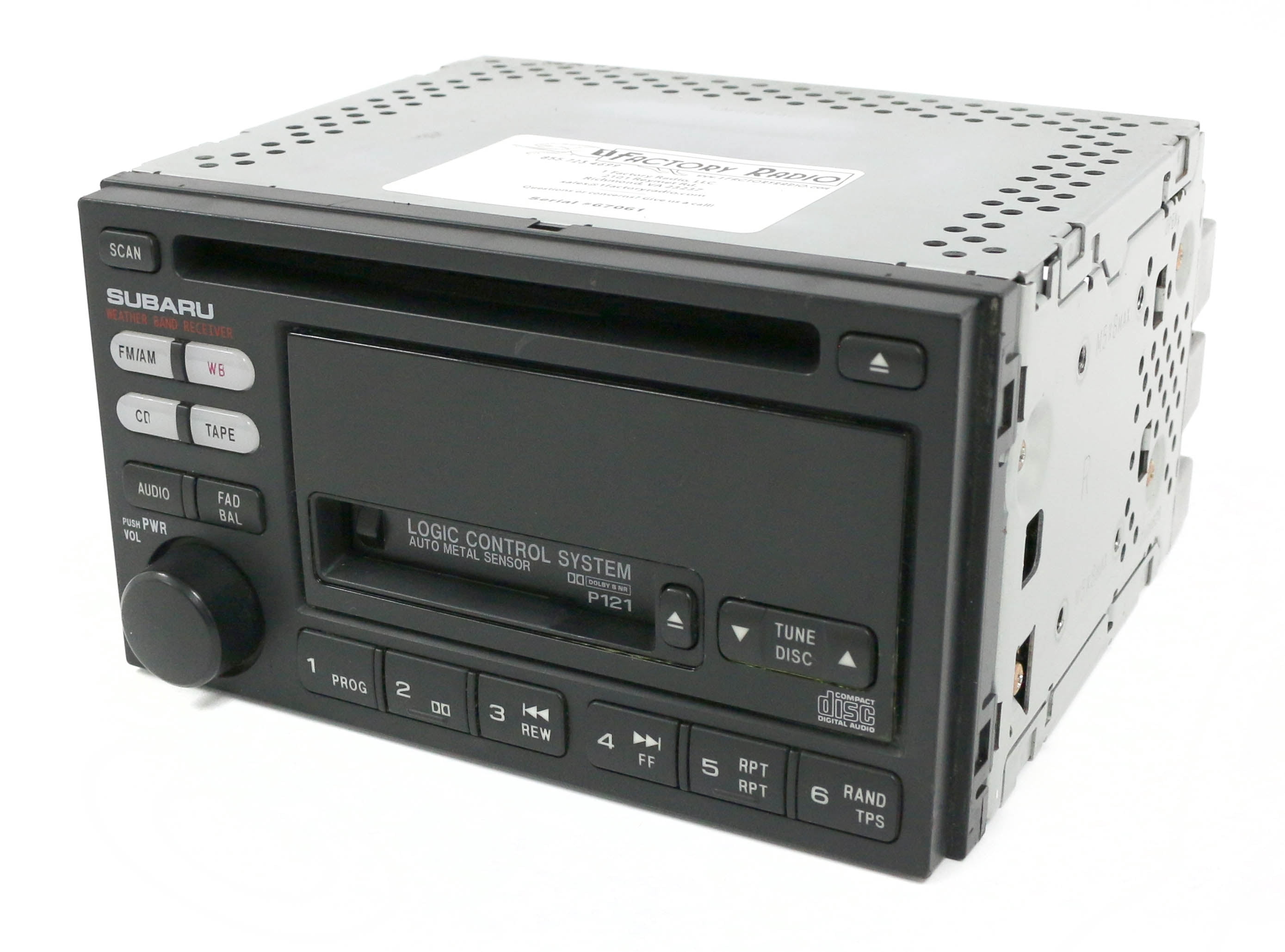 Restored 2000-02 Subaru Legacy AM FM Radio CD Cassette Player 86201AE12A Face P121 (Refurbished)