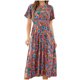 thumbnail image 1 of Moda mujer verano sexy casual sin respaldo plisado estampado floral vestido largo Fridja  qw3049, 1 of 4