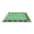thumbnail image 2 of Ahgly Company Machine Washable Indoor Square Abstract Turquoise Blue Modern Area Rugs, 3' Square, 2 of 4