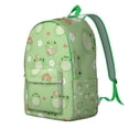 thumbnail image 3 of Green Frog Backpack – Forest Nature Style with Cartoon Frog, Flower, and Mushroom Print for Daily Use, 3 of 4