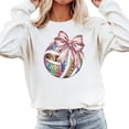 thumbnail image 2 of Disco Volleyball Sweatshirt for Women and Teens Girly Pink Coquette Bow Volleyball Sweater White Sweatshirt Adult Small, 2 of 4