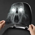thumbnail image 7 of 11x10.2 Inch Horror Ghost Print Car Headrest Cover, Spooky Zombie Demon Face Auto Seat Head Pillow Protector for Halloween Vehicle Interior Decor, 7 of 7