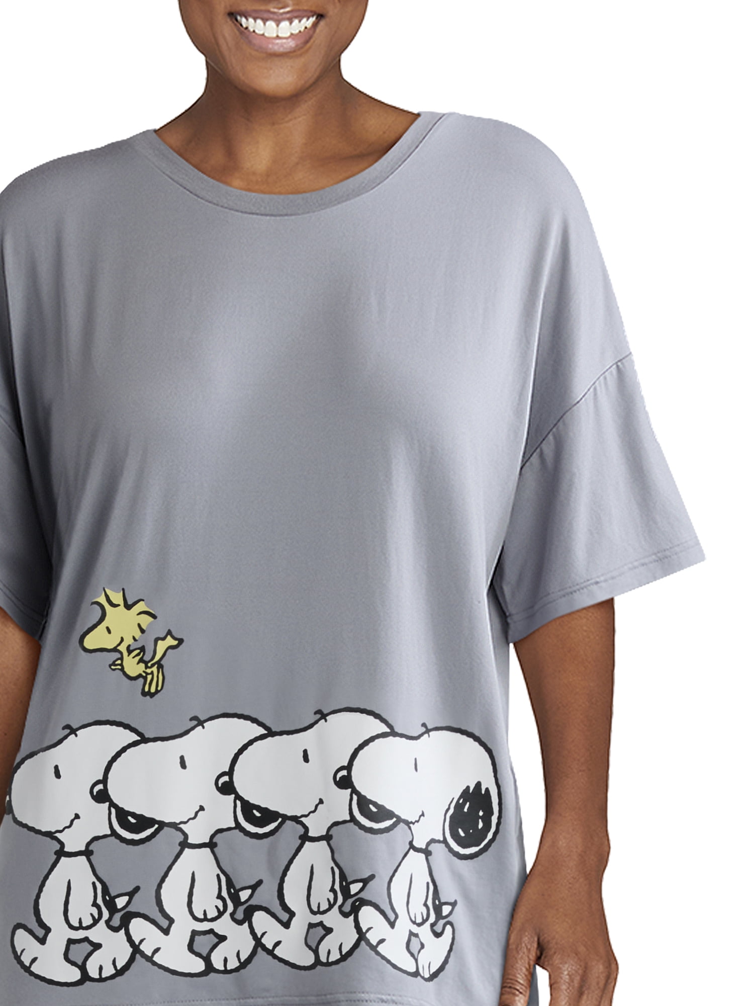 Snoopy Women's and Women’s Plus Oversized Tee and Pants Pajama Set, 2-Piece, Sizes XS-3X