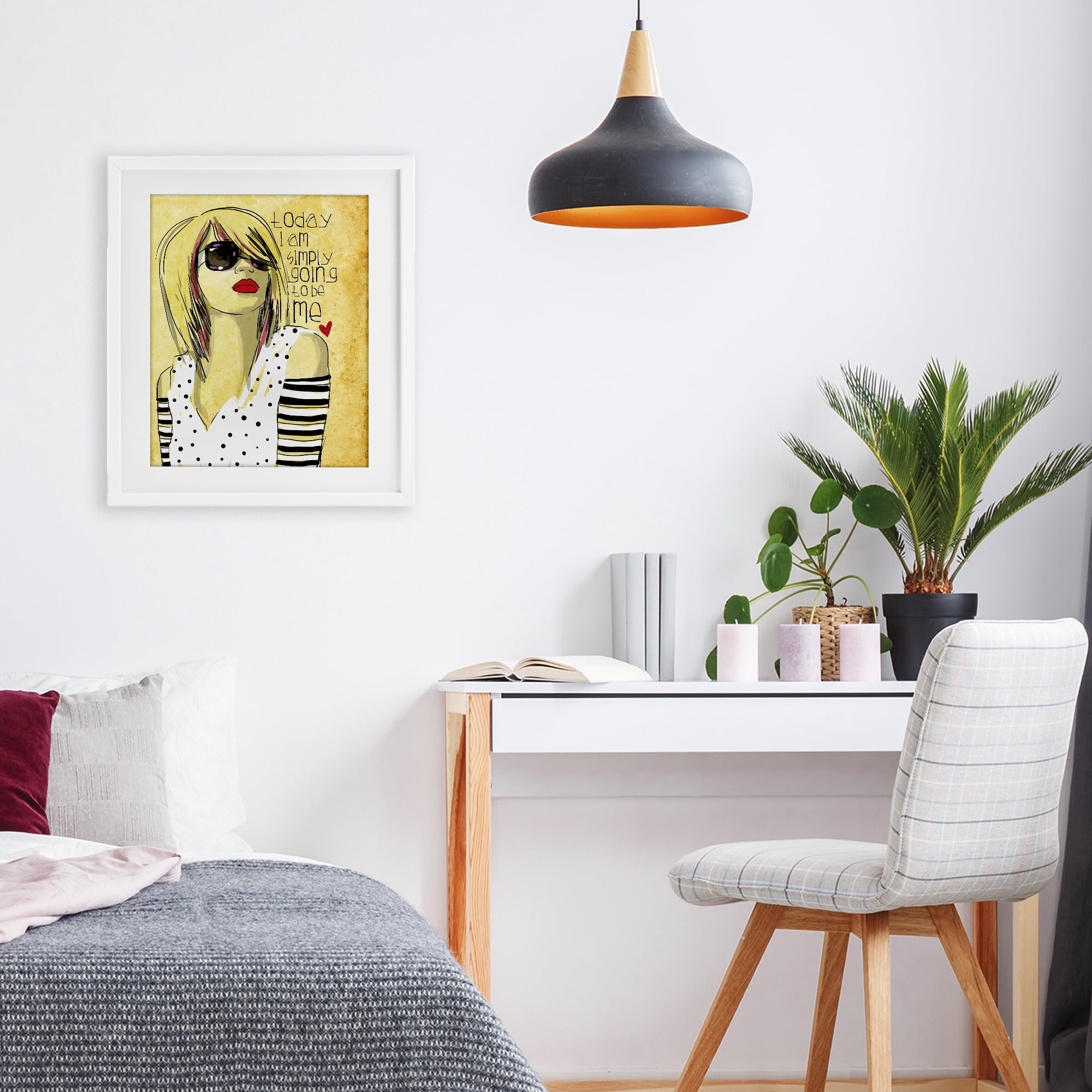 Stupell Industries Today I Am Simply Me White Framed Print Under Glass, design by Suzanne Millius