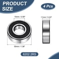thumbnail image 2 of Uxcell 4 Pack 6202 2RS Deep Groove Ball Bearings, 15x35x11mm Chrome Steel Double Rubber Seal Bearing for Electric Motor, Home Appliances, Garden Machinery, (ABEC5), 2 of 5