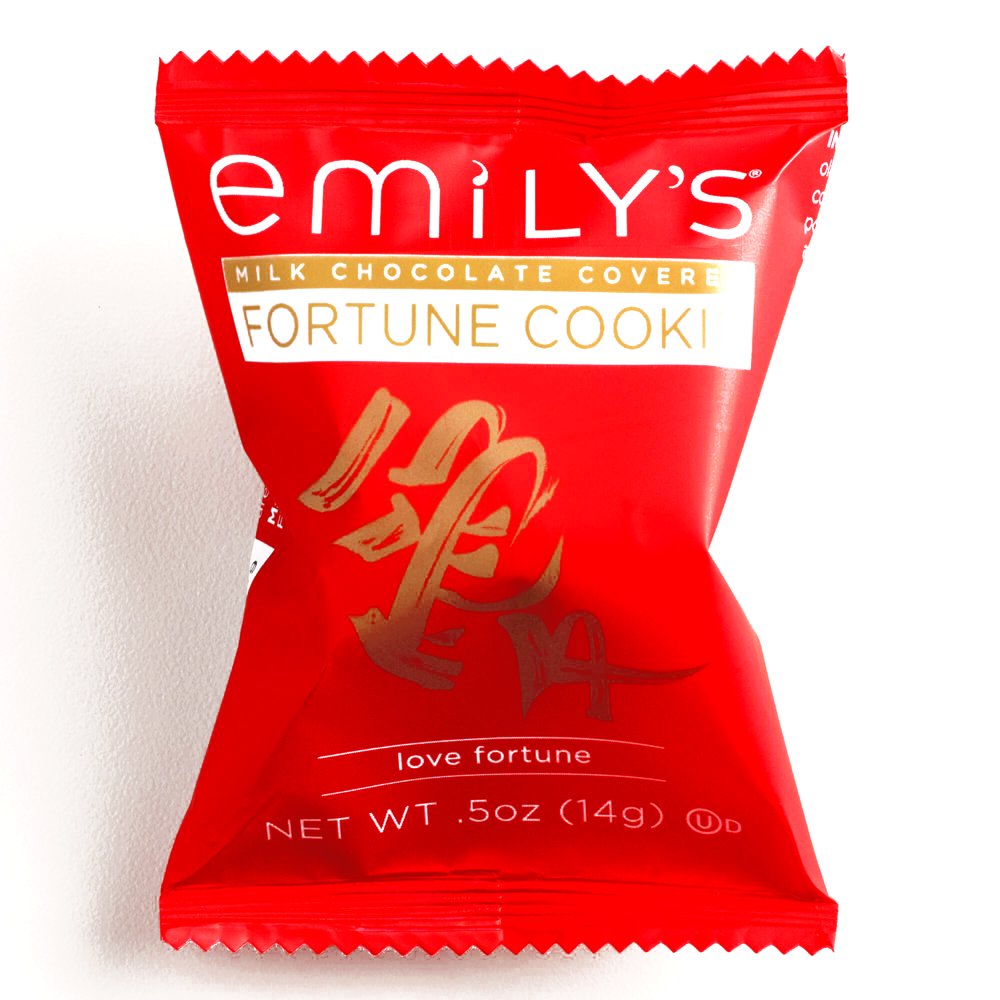 Emily's Milk Chocolate Fortune Cookies Singles .5 oz (3 Items Per Order