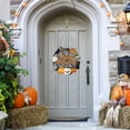 thumbnail image 6 of Halloween Decoration Wooden Ghost Door Halloween Wreath for Front Door Sign Wall Signs Decor, Pumpkin Black Cat Wreaths Sign Hanging for Home Wall Decor Outdoor Indoor Farmhouse Party Supply, 6 of 7