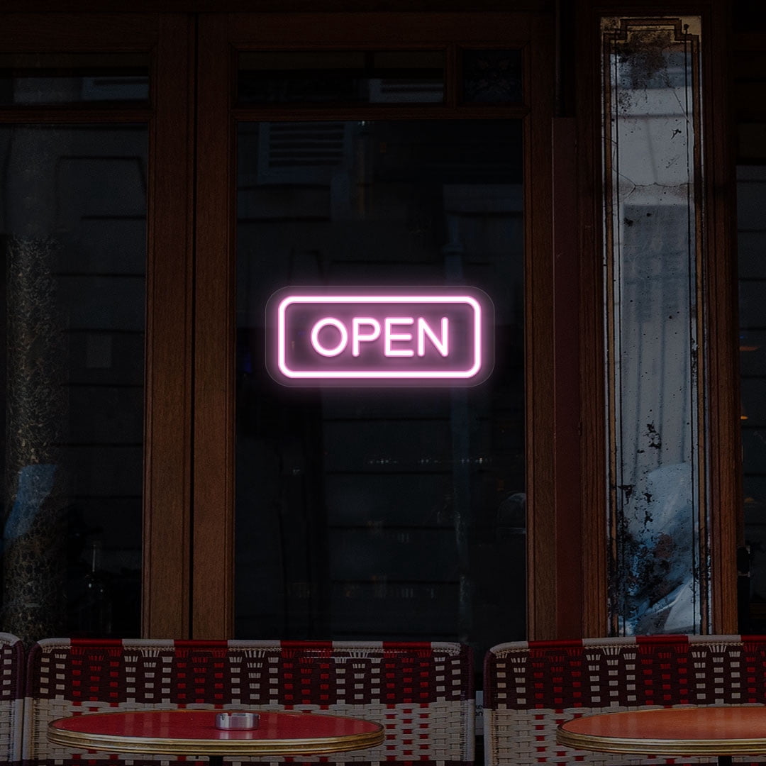 Open Sign Rectangle Shape (Pink, 16"(W)x7"(H))