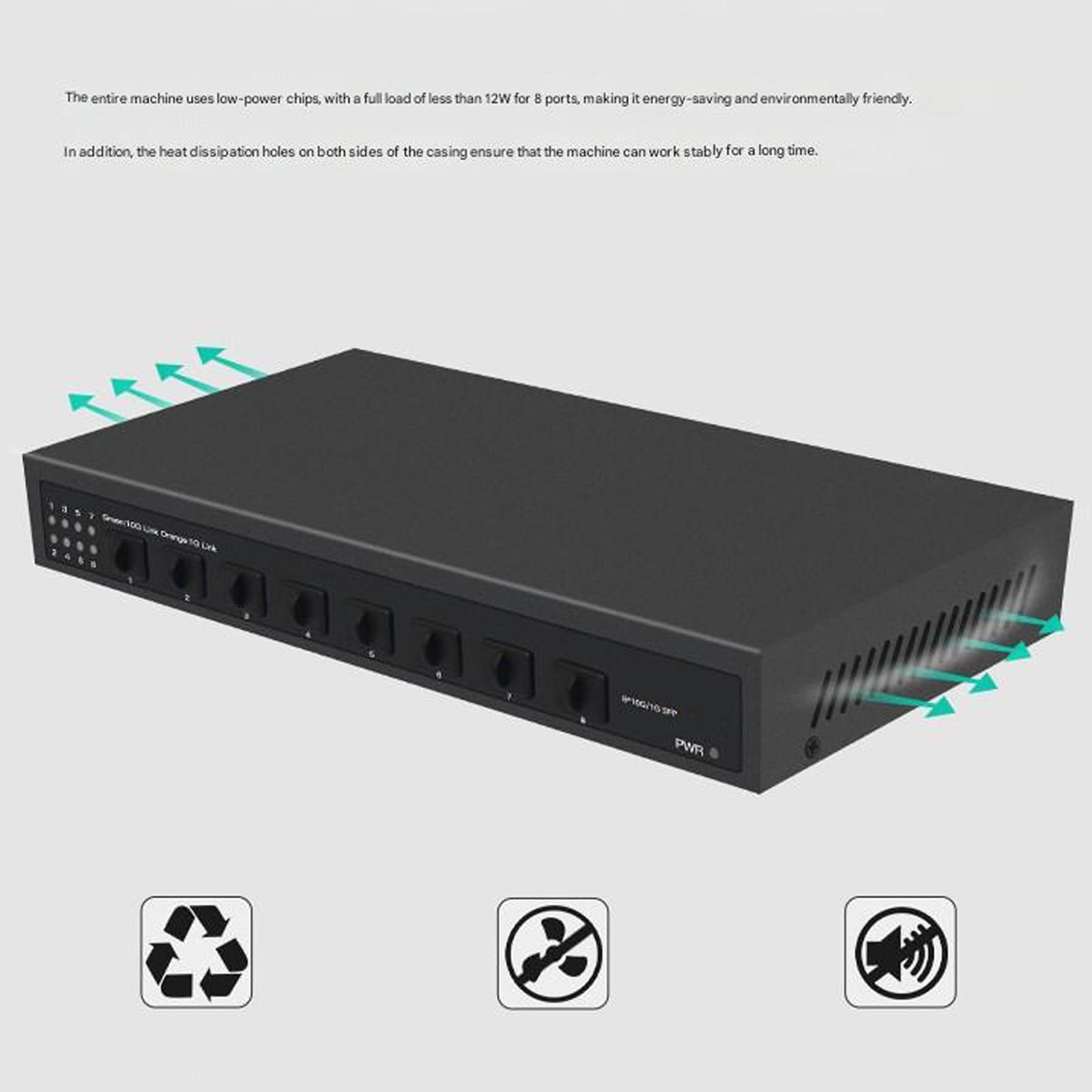 High Throughput 8 Port 10Gbps Ethernet Fiber Opticals Switching Unmanaged Plugs and Play Low Latency