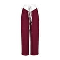 thumbnail image 4 of Annhoo Palazzo Pants for Women Trendy Color Block High Waisted Drawstring Trousers Casual Pleated Wide Leg Pants, 4 of 4