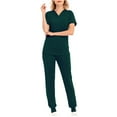 thumbnail image 2 of The Big Save of The Day kttectoa Caregiver Outfits with Pockets Summer Outfits Solid V-Neck Short Sleeve Elastic Waist Pants Two Piece Sets for Women Valentines Day, 2 of 3