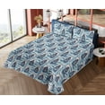 thumbnail image 4 of Ambesonne Marine Themed Fitted & Flat Sheet with Shams 4 Pcs Set, Nautical Ocean Waves, Queen, Pale Azure Blue Peach, 4 of 5