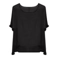 thumbnail image 4 of Black Women's Short Sleeve T-shirt, Women'S Summer Short Sleeve Solid Casual Loose Linen Top,Women's Short sleeve T-shirt L, 4 of 4