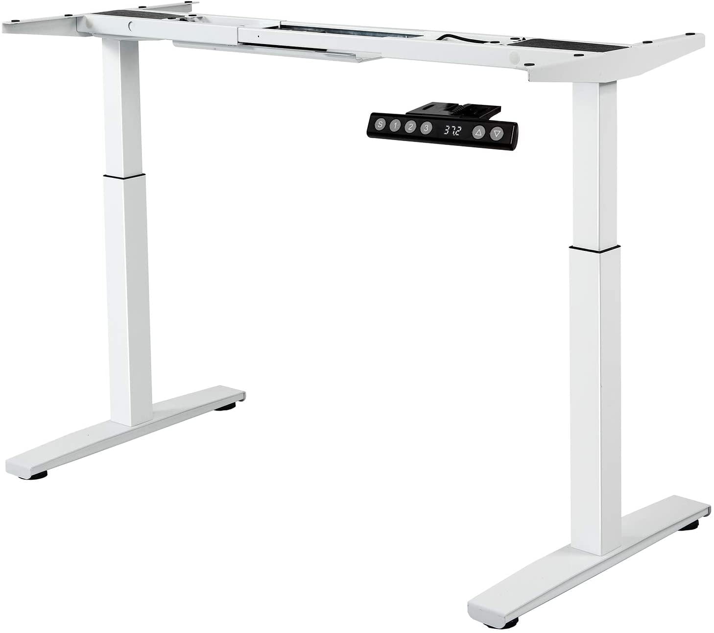 Electric Height Adjustable Standing Desk Frame Dual Motor & Memory Control White 