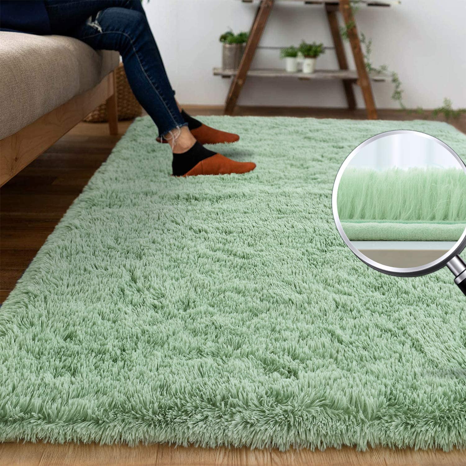 Noahas Super Soft Shaggy Rugs Fluffy Carpets, 3x5 ft, Deep-Green Area Rug  for Living Room Bedroom Girls Kids Room Nursery Home Decor, Non-Slip Plush