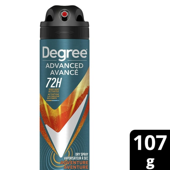 Degree Men Advanced Dry Spray Antiperspirant Deodorant for 72H Sweat and Odour Protection, Adventure with MotionSense® Technology, 107g