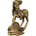 thumbnail image 1 of KAIYANG Escultura de cabra del zodíaco chino, figura de oveja mordida de dinero, estatua de animal de escritorio, adorno de animal de latón, modelo de animal, decoración de mesa para estantería de ofi, 1 of 5