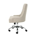 thumbnail image 3 of Benjara Ovi Swivel Rolling Office Chair, Gas Lift, Tufted Beige Fabric, Chrome, 3 of 5