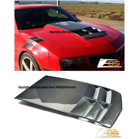 1 Carbon Fiber Hood - For 2010-2013 Chevrolet Camaro SS V8 | 2010-2015 Camaro LS, LT & RS V6 Models EOS ZL1 Style TL1 CARBON FIBER Heat Extractor Hood Insert