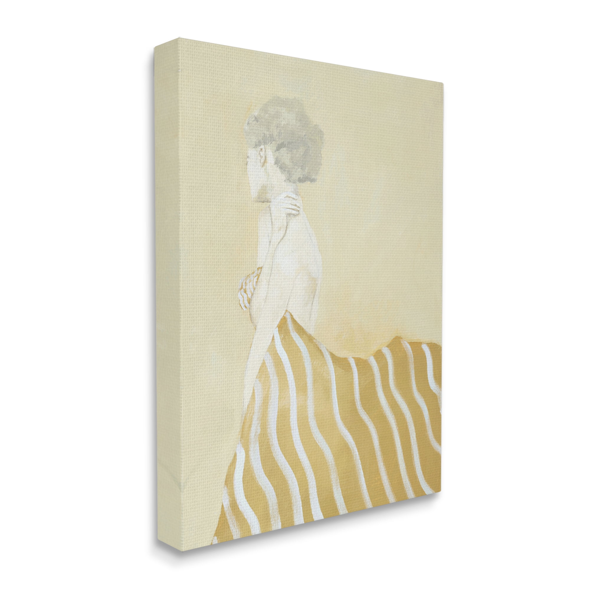 Stupell Industries Woman in Stripes Painting Beauty & Fashion Painting Gallery Wrapped Canvas Print Wall Art, 24 x 30