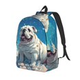 thumbnail image 1 of Adobk Starry Sky Cloud Bulldog Print Canvas Backpack, Adjustable Shoulder Straps Large Capacity Stylish Design for School, Travel, Office-Medium, 1 of 5